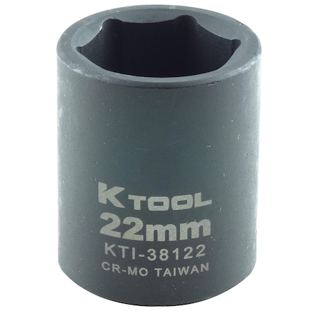K-Tool International 1/2" Drive Impact Socket black oxide, 6Pnt, 1/2"Dr, 22mm KTI-38122